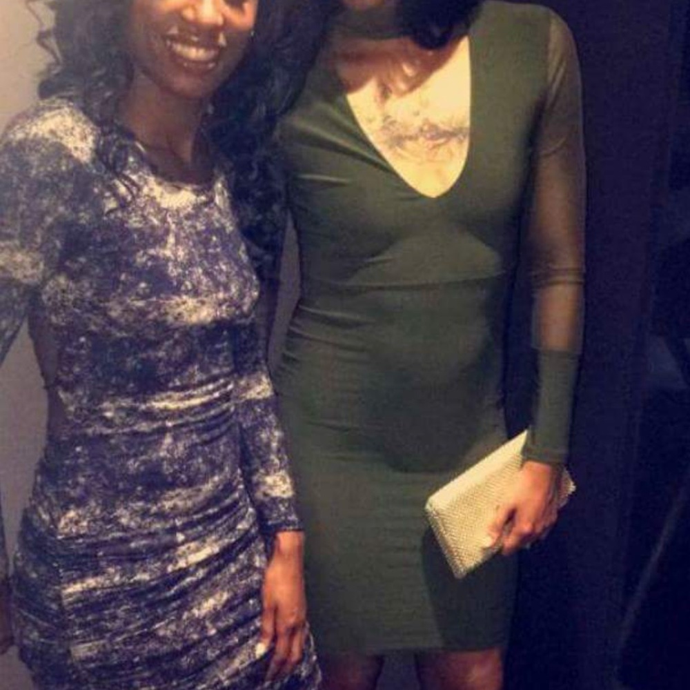 Olive green body con dress